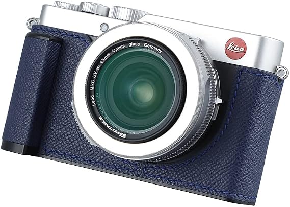 SIUTATDSH Camera Half Case for Leica D-LUX7 Vintage Metal Genuine Leather Instant Camera Protective Case Stylish Portable Shockproof Blue