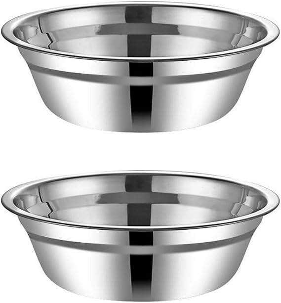 2 Pack 10 Inches Food Mixing Bowls Stainless Steel Feeder Pan Serving Plate
