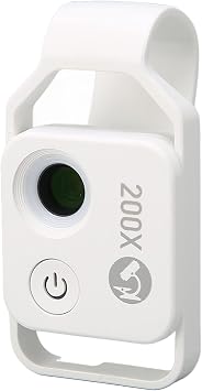 flexman 200X Mini Phone Microscope with CPL Lens, USB Rechargeable Pocket Microscope with Universal Phone Clip, Digital Microscope Camera Attachments for Smartphones(White)