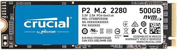 Crucial クルーシャル P2 Series 500GB 3D NAND NVMe PCIe M.2 SSD CT500P2SSD8 Parallel Imported Item