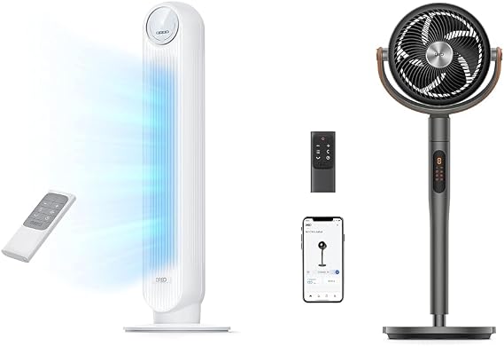 Dreo Tower Fan 25ft/s Quiet Oscillating Fan with Pedestal Fan Remote Control 43'' Standing Fan
