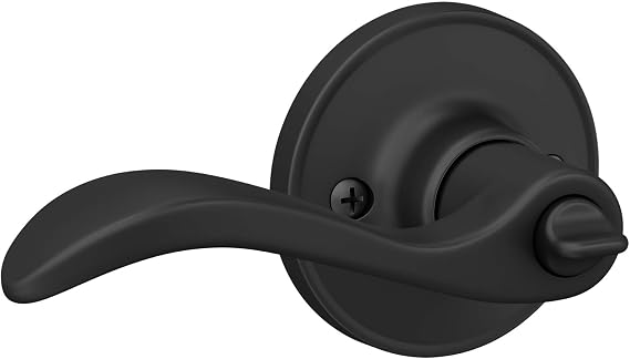 SCHLAGE Residential Privacy Lock Seville Lever with 16254 Latch and 10101 Strike Matte Black Finish
