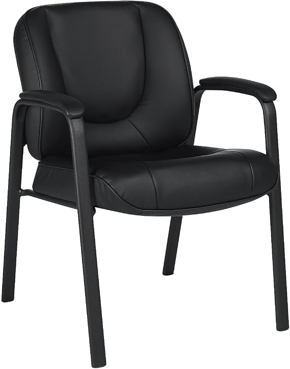 Offices To Go Faux Leather Guest Chair, Black (OTG3915B)