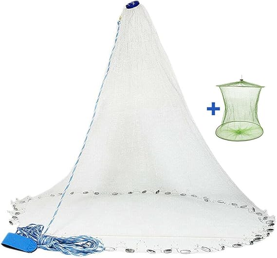 8-12FT Fishing Cast Net Bait Easy Throw Strong Nylon Trap Line Mesh