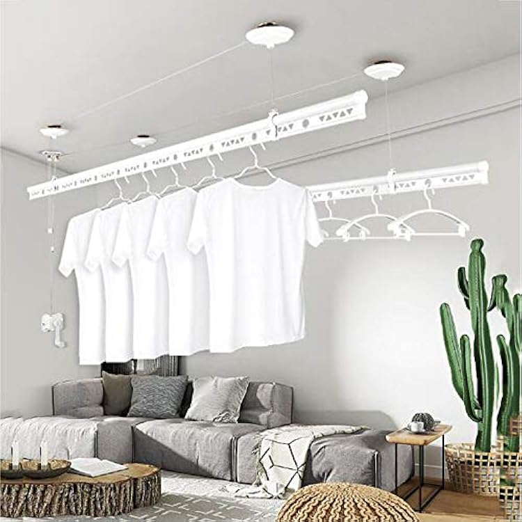 Ceiling Dryer Pulley Style Clothes Rack - Compact and Efficient Space-Saving Laundry Solution for Indoor Drying
