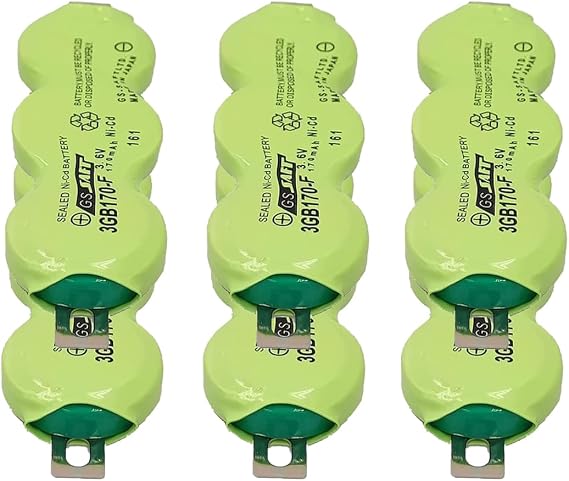 3GB170-F 170mAh 3.6V Ni-Cd Rechargeable Battery Replacement for MR-S11, MR-S12 Series Servo CNC Battery, 6PCS