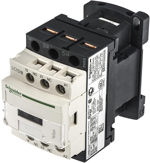 IEC contactor, TeSys Deca, nonreversing, 18A, 10HP at 480VAC, up to 100kA SCCR, 3 Phase, 3 NO, 48VAC 50/60Hz Coil, Open