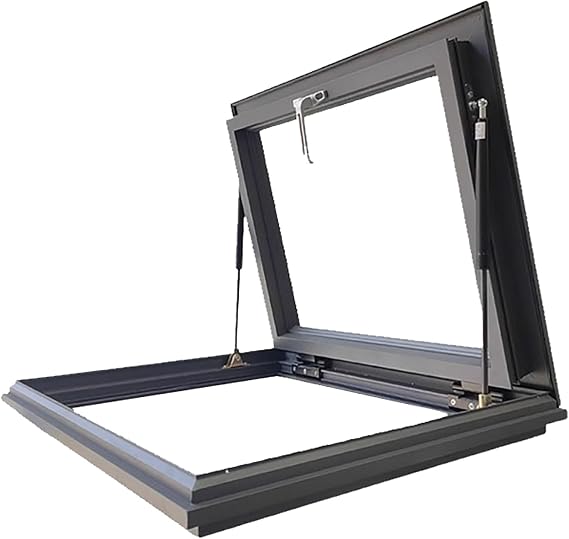 Roof Windows Aluminum Roof Hatch Deck Double-layer tempered glass is strong and durable Large Skylights Rainproof and durable Easy to assemble Suitable for outdoor use(30.71x38.58in)