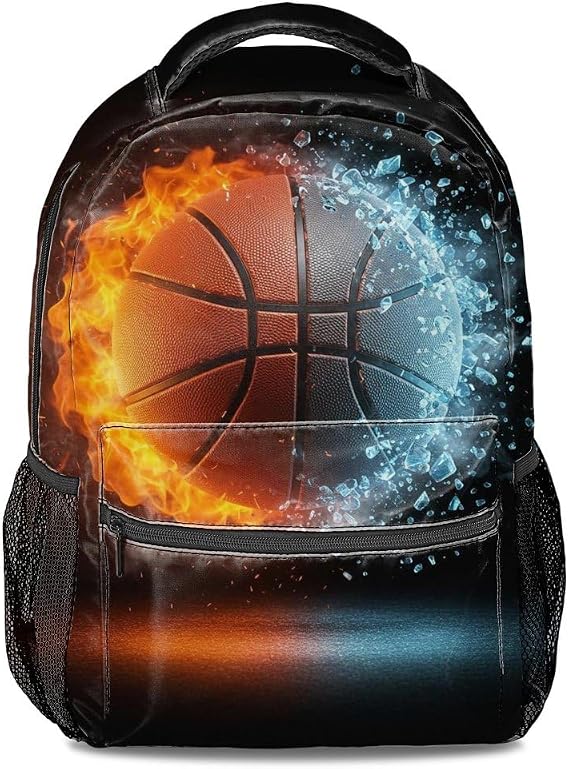 Colorful 3D Basketball Print Backpack Fashion Sports Backpack for Teen Boys and Girls