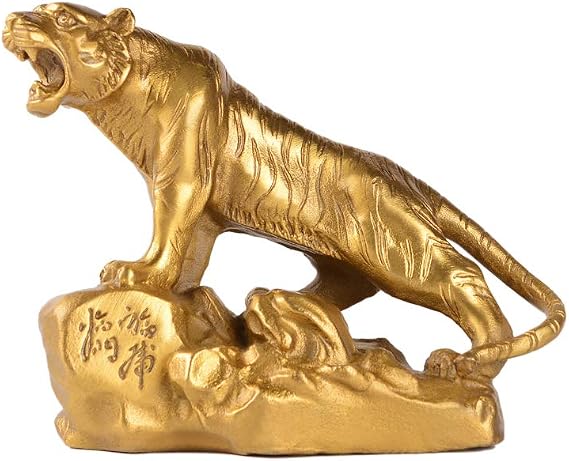 Brass Lucky Tiger Statue, Chinese Zodiac Fengshui Statue, Attract Wealth