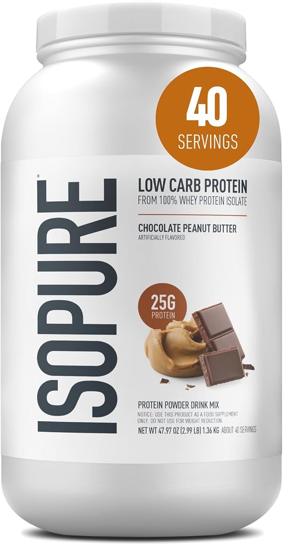 Isopure Low Carb Whey Isolate Protein Powder, Chocolate Peanut Butter 3 LB