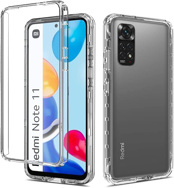 GAPlus Xiaomi Redmi Note 11 Front and Back Case [Built in Screen Protector] Transparent Clear Fully Protection PC Hard Soft Slim Thin Cover Bumper Shockproof For Xiaomi Redmi Note 11 / Note 11s
