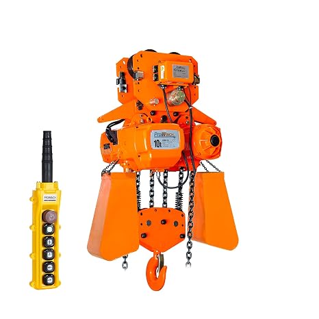 Prowinch 10 Ton (22,000 lb) 208~240/440~480V 1-Speed Electric Chain Hoist with Power Trolley, 40 ft. G100 Chain, Heavy-Duty Lifting, Material Handling, and Industrial Operations