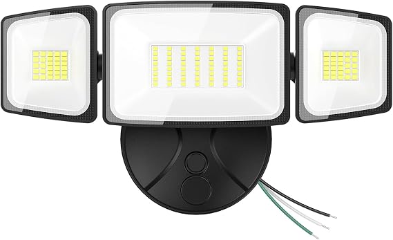 Onforu 75W Flood Lights Outdoor, 7000LM Brightness Security Lights Switch Controlled, 3 Adjustable Heads, IP65 Waterproof, 6500K Wall Mount Exterior LED Flood Light
