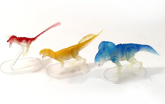 Beasts of The Mesozoic: Glow-in-The-Dark Dinosaur 3-Pack - 4" Velociraptor, Protoceratops & Psittacosaurus - 1/18th Scale Action Figures, Collectible