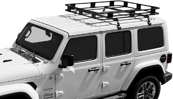 Surco S4060 Safari Roof Basket and Cargo Bars - Lightweight Aluminum Basket with Black Powder Coat Finish Measures 40" Wide x 60" Long x 5" Tall; Simple Assembly Required