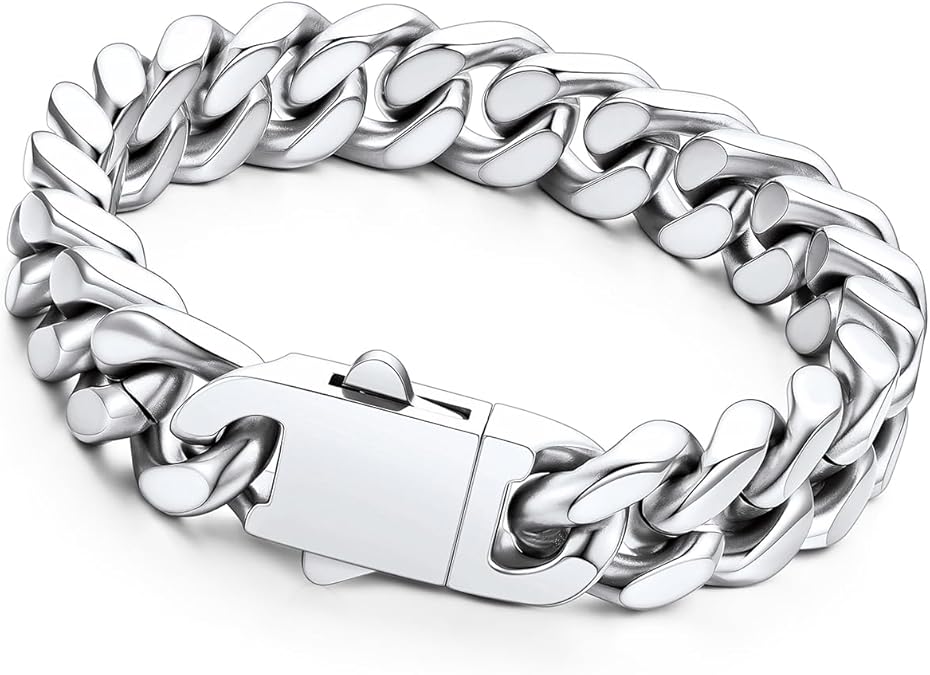 Richsteel Gold/Black/Silver Cuban Link Bracelet for Men,5/7/9/12MM Width | 316L Stainless Steel Chain Wrist Bracelet, Waterproof, No Tarnish, Hypoallergenic Hip Hop Jewelry, with Gift Box
