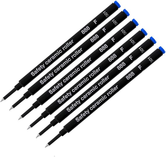 Pack of 6 - Schmidt 888 F Safety Ceramic Rollerball Refill Blue Ink Fine Tip