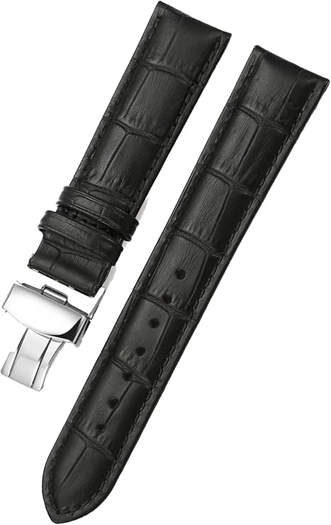20mm-22mm-24mm Saat Uyumlu Çelik Klipsli Hakiki Deri Saat Kordonu Kayışı LS35