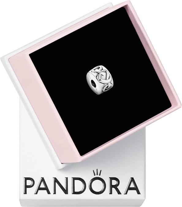 PANDORA Knotted Hearts Clip Charm - Compatible with PANDORA Moments - Gift for Her - Made with Sterling Silver - with Gift Box