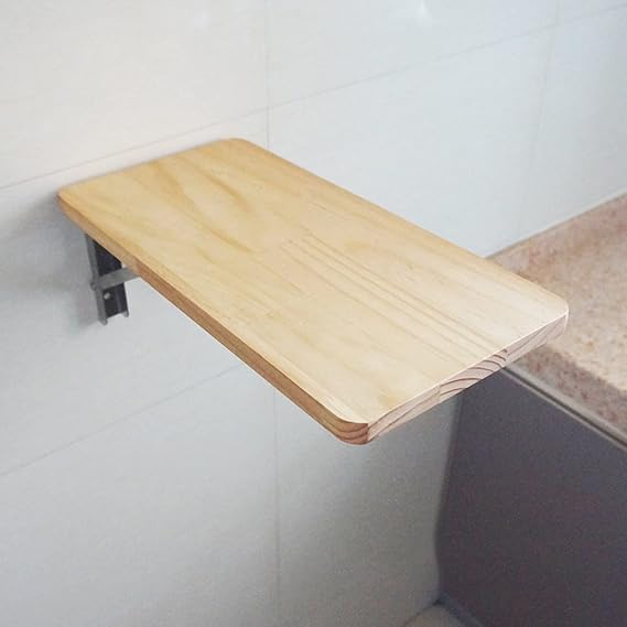 Folding Wall Table for Kitchen Living Room, Solid Wood and Stainless Steel Brackets | Wall Mounted Tables Fold-Down Work Table Dining Table Hanging Computer Desk, Modern Design