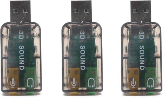 Xiaoyztan 3Pcs USB Sound Card 5.1 Channel Audio Adapter with 3.5mm Jack
