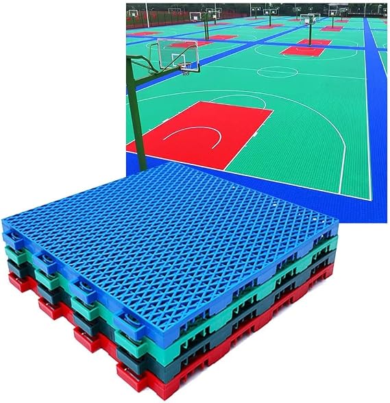 10PCS 30.6CM/1FT Outdoor Modular Interlocking Floor Tiles Basketball Court Tennis Court Volleyball Court Badminton Court DIY Sports Flooring,Red