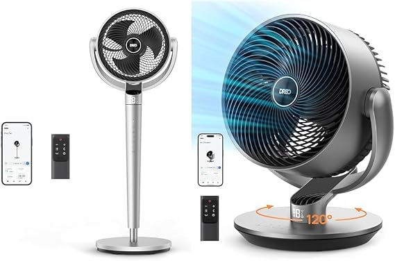 Dreo 43'' 150 Oscillating Pedestal Fan Bundle with 11'' 120 Oscillating Circulator Fan
