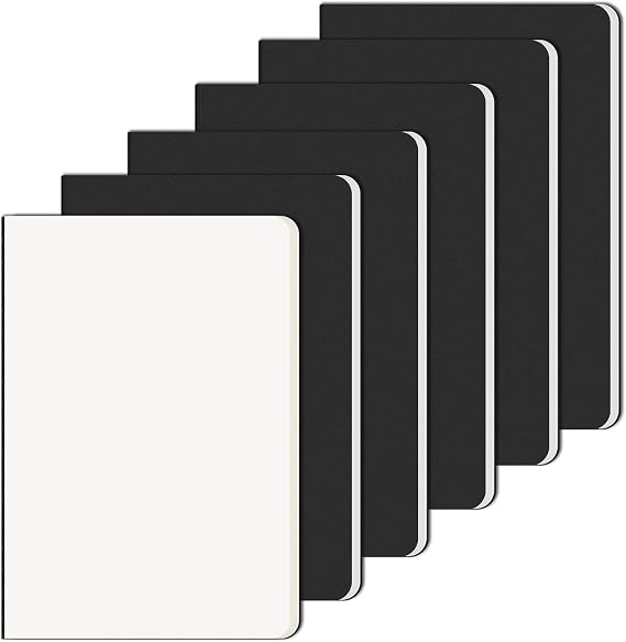 RITOLLO Pack of 6 A5 Blank Notebooks Black Kraft Paper Cover 80 g/m² Premium Paper Sketchbook for Drawing & Creative Projects for School Office & Travel