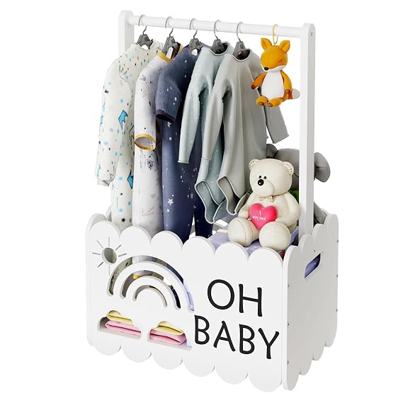 Wooden Baby Shower Crate Closet, Wooden Baby Shower Crate Closet, Boys and Girls for Baby shower wooden Basket Gifts, Welcome baby Gifts, Suitable for Pregnancy Glfts for New Parent (white)