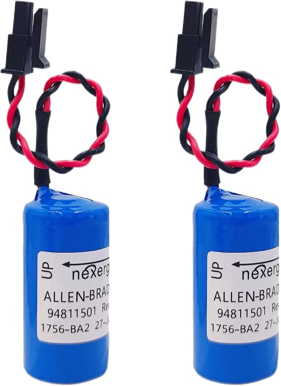 (2-Pack) 1756-BA2 3.0V 1800mAh PLC Lithium Battery Replacement for Allen Bradley 1756-BA2 BR2/3A-AB 1745-B1 CNC Control Machine