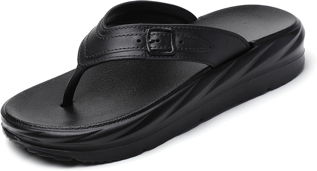 Womens Flip Flops Arch Support Mid Platform Sandals Wedge Flip Flop Thong Slippers Chunky Slide Sandals