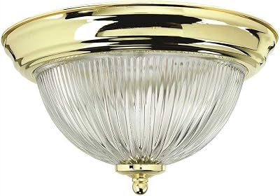 MONUMENT Holophane Dome Ceiling Fixture, Polished Brass, 11-38 in., Uses 1 60-Watt Base Lamps-2487024
