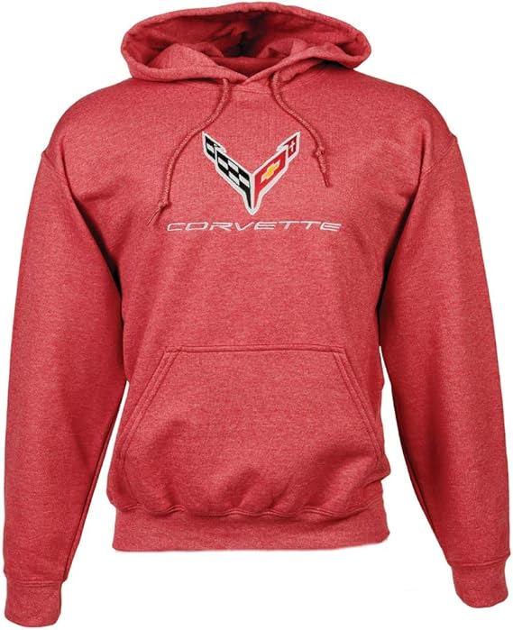 C8 Corvette Next Generation Embroidered Sweatshirt Hoodie (Medium, Red)