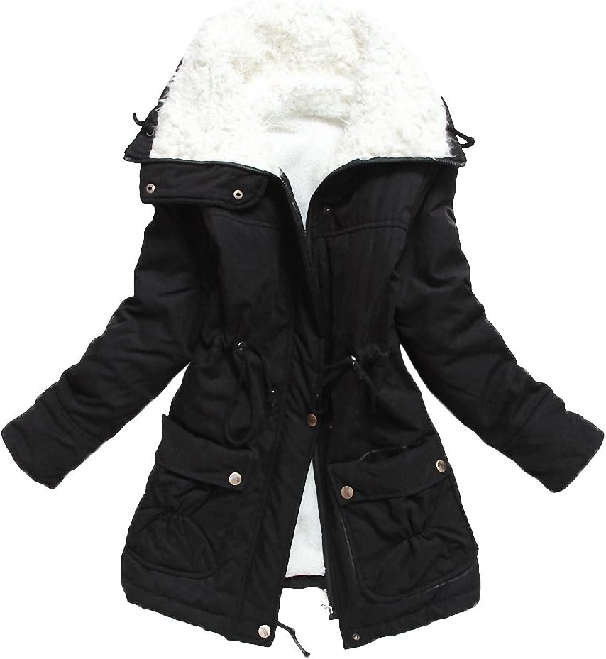 Aro Lora Women's Winter Warm Faux Lamb Wool Coat Parka Cotton Outwear Jacket