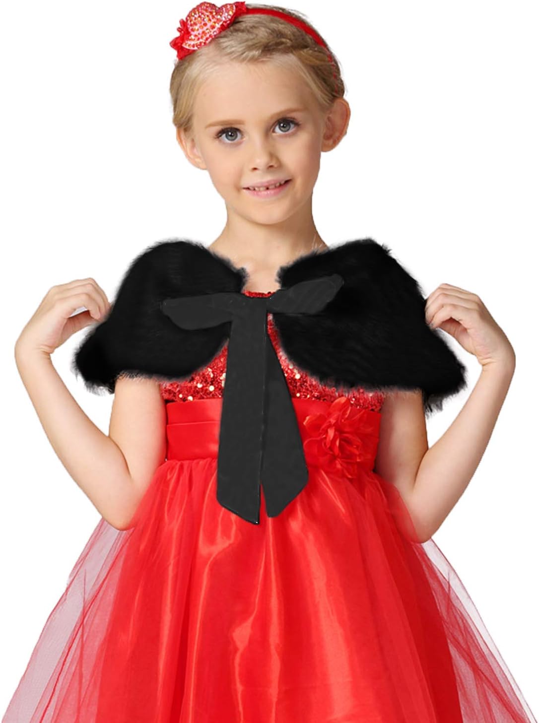RUIXIA Flower Girls Faux Fur Bolero Shrug Princess Cape Winter Warm Shoulder Wrap Wedding Birthday Party Evening Dress Up