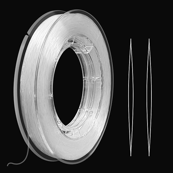 Redamancy 200m * 0.25mm Clear Nylon Thread Invisible String for Hanging Decorations, Christmas Ornaments, Bracelet Making, Sewing Hobby, Clear Beading Thread with Bead Needle