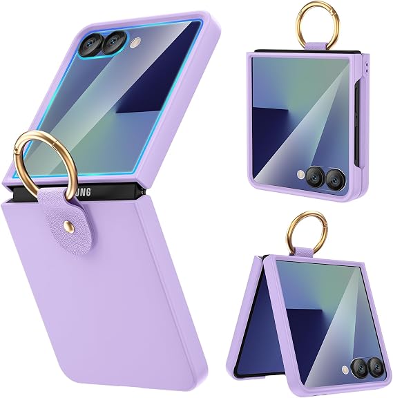 Ruky Case for Z Flip 7, with Built-in Outer Screen Protector, Purple
