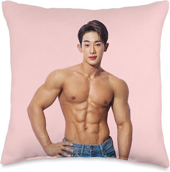 Wonho Sexy Muscle Daddy Korean Hunk Abs Solo Artist Idol Throw Pillow