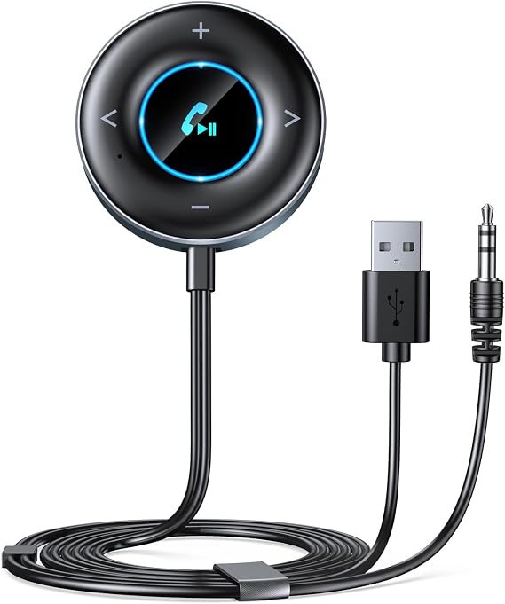 Car Bluetooth AUX Adapter, [Plug and Play] Bluetooth 5.3 Receiver with 3.5mm AUX Jack, Supports Hands-Free Calls, Hi-Fi Music, Fit for Home Stereo/Speakers/Wired Headphones/Amplifiers
