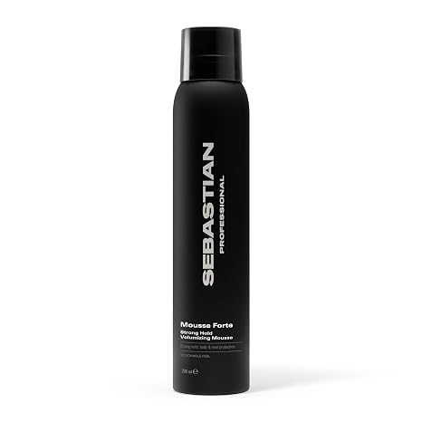 Sebastian Professional Mousse Forte | Strong-Hold Hair Styling Mousse | Volume, Body-Boosting for Curls & Waves with Heat Protection | 6.7 fl oz
