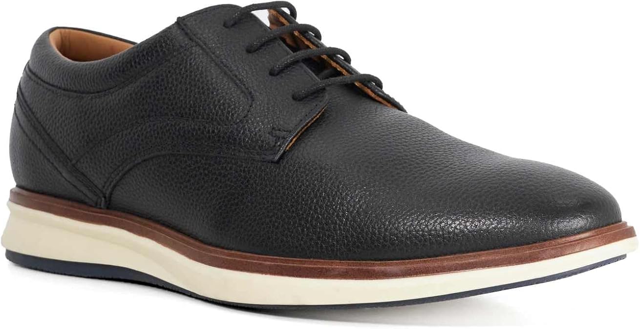 Dune London Mens BRYDON Leather Wide Fit Lace-Up Trainers Size UK 6 Casual Shoes Black