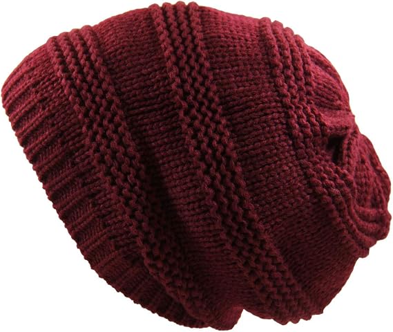 RW Ponytail Ribbed Stretch Slouchy Beanie Hat