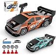 1/24 Scale Mini RC Drift Car, 4WD High-Speed 30KM/H 2.4GHz Electric Remote Control Racing Sports Cars with LED Lights Vehicle for Adults Enthusiasts - Orange/ 2PCS Battery