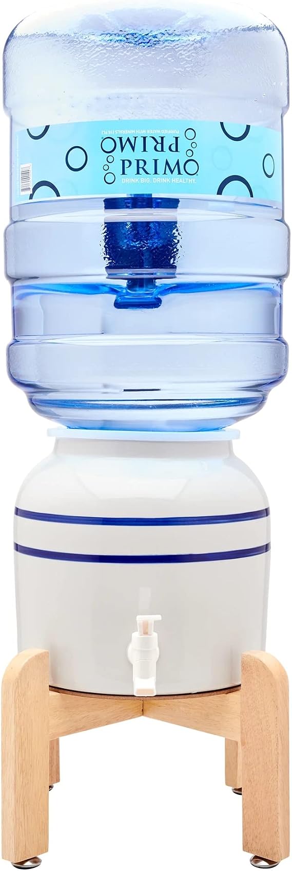 Primo Ceramic Countertop Water Jug Dispenser/Crock with Stand, Water Dispenser for 5 Gallon Bottle