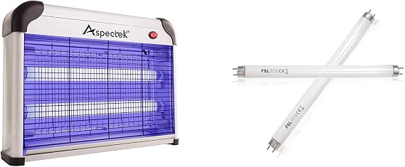 Aspectek 20W Electric Indoor Bug Zapper, Insect Killer, Fly Zapper Bundle 2 Pack UV BugLamp Replacement Bulbs