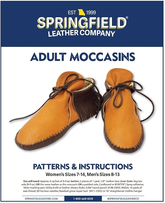 SLC Moccasin Pattern Pack for Adults, Sewing Pattern with Instructions, Women's Sizes 7-14, Men's Sizes 8-13