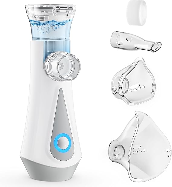 Nebuliser Machine for Adults & Kids, Spray Nebuliser with Charging Function, Handheld Inhaler Easy to Use & Clean, Suit for Home & Travel (White)