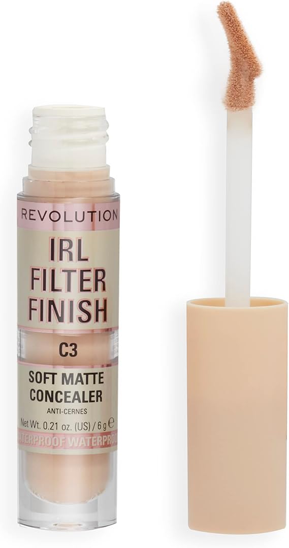 Makeup Revolution, IRL Filter Finish, Soft Matte Concealer, Medium to Full Coverage, C3, Fair to Light Skin Tones, 6g