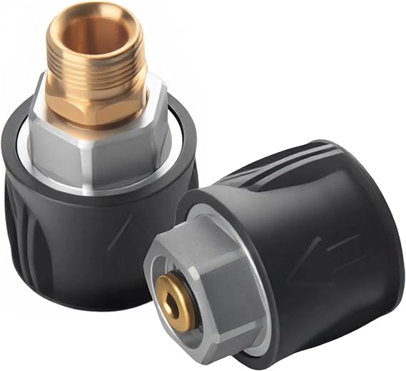 M22-14mm Quick Connect Pressure Washer Hose Adapter, Heavy-Duty Brass Coupler Compatible with Karcher K Series (K2-K7) Secure Leak-Proof Hose-to-Hose Connector